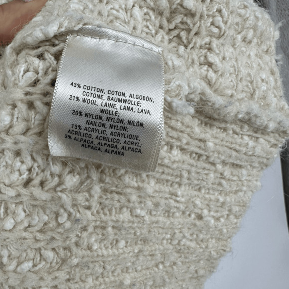 Anthropologie Moth Womens M Boucle Knit Oversized Sweater Cream Wool Boho - Picture 5 of 9